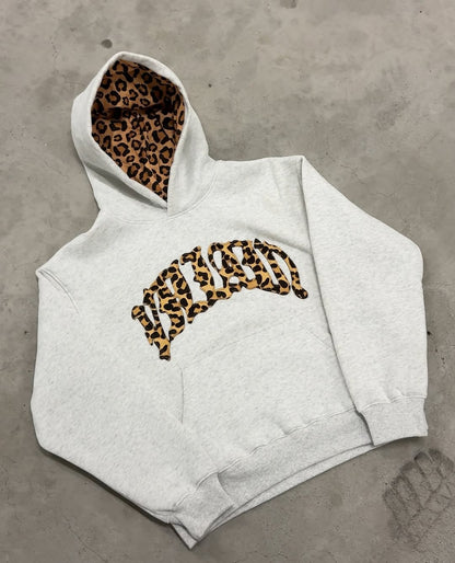 Villain Leopard Hoodie Grey